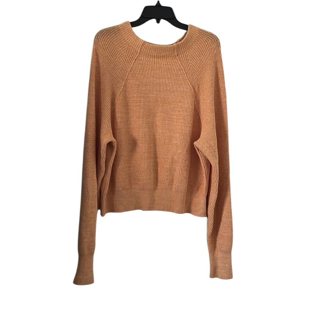 Free People Women's Orange Zest Too Good Ribbed Pullover Sweater Size M